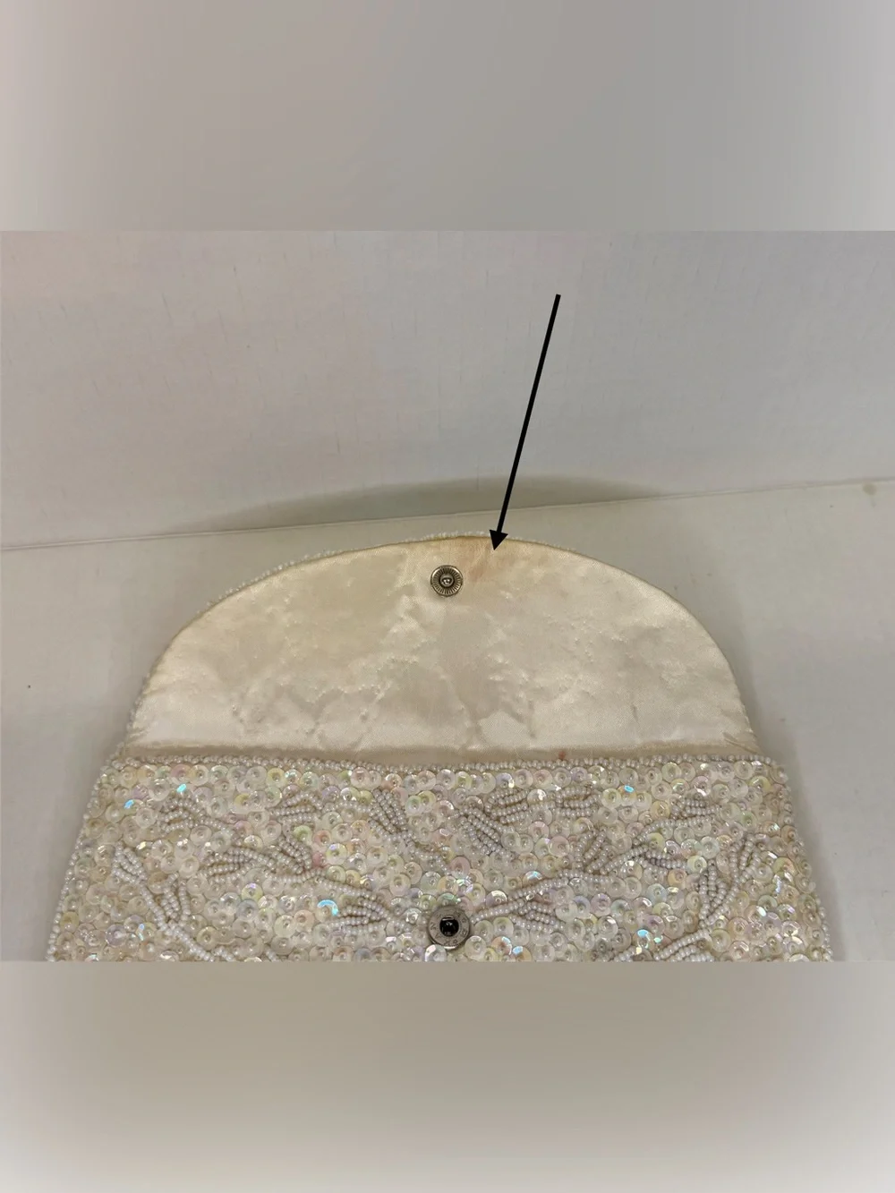 vintage M.M. Kane beaded and sequined envelope evening clutch